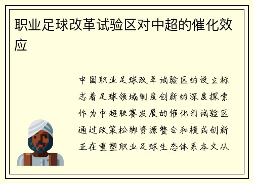 职业足球改革试验区对中超的催化效应